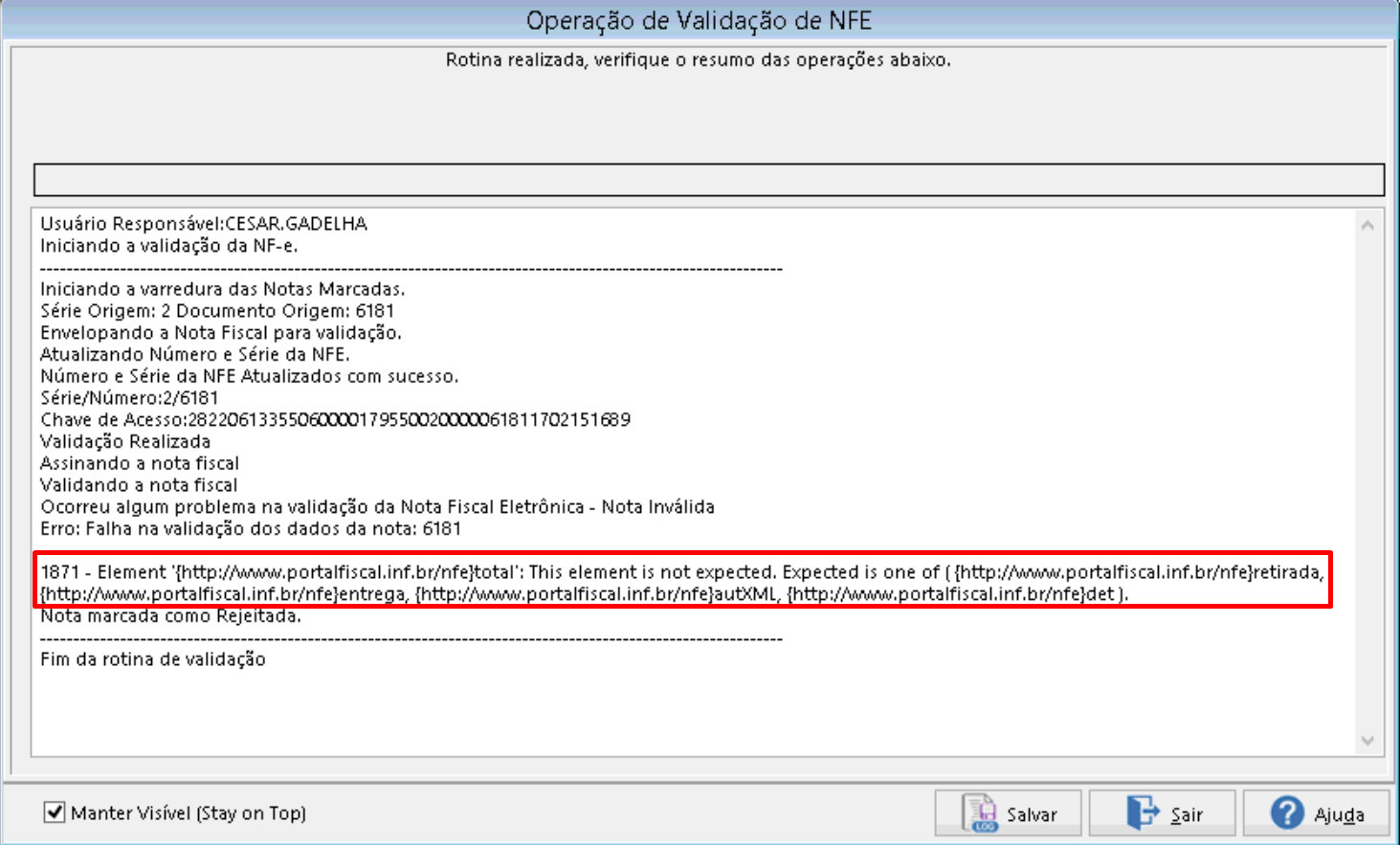 Hospitalidade - TOTVS Backoffice (Linha CMNET) - FF - Como resolver o erro  1824 - Element '{  is not a valid  value of the local atomic type – Central de Atendimento