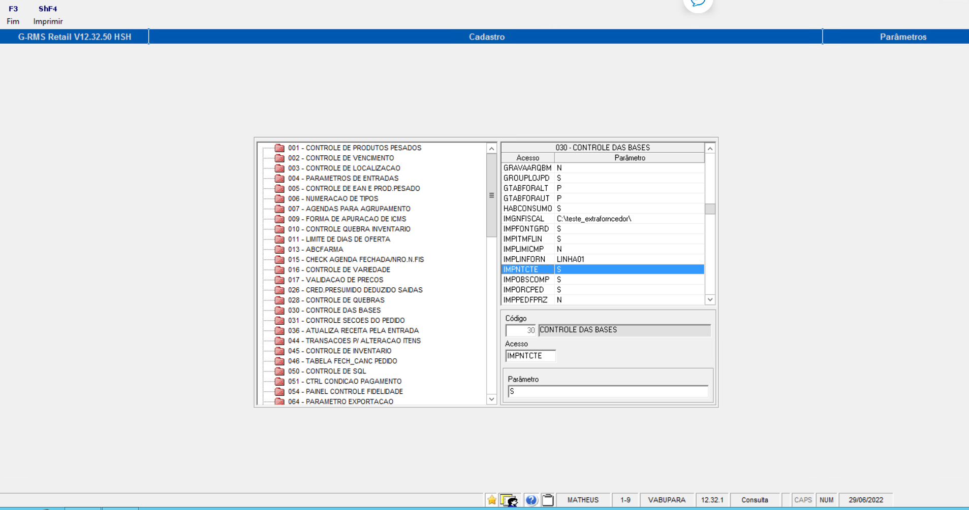 RMS REC Como importar XML de CTE para a data futura no recebimento