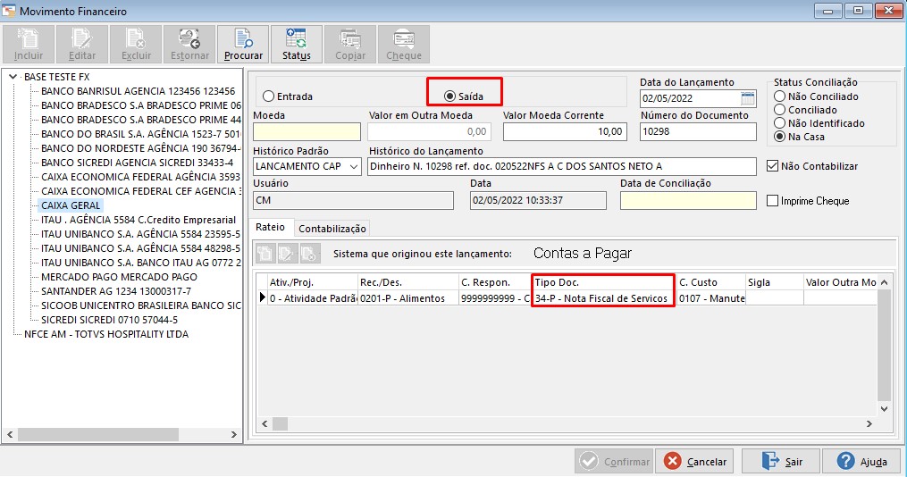 Hospitalidade TOTVS Backoffice Linha CMNET CFINAN Como Consultar O Tipo De Documento Em