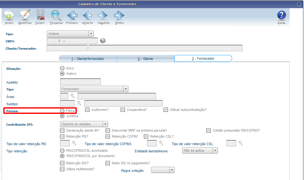 Cross Segmentos Linha Logix Cap Par Metros Para Habilitar O Campo Inss Aut Coop Central